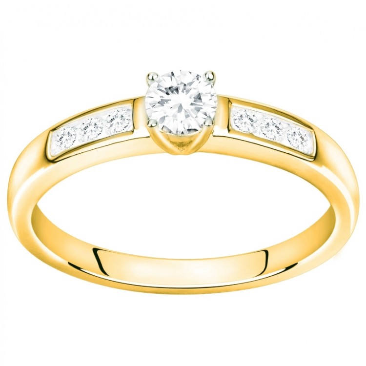 BAGUE FEMME SOLITAIRE PLAQUÉ OR 7 OXYDES DE ZIRCONIUM 76100056